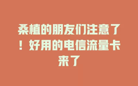 桑植的朋友们注意了！好用的电信流量卡来了