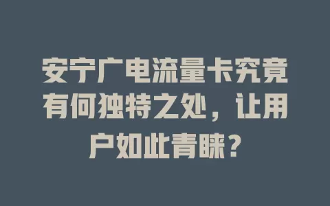 安宁广电流量卡究竟有何独特之处，让用户如此青睐？
