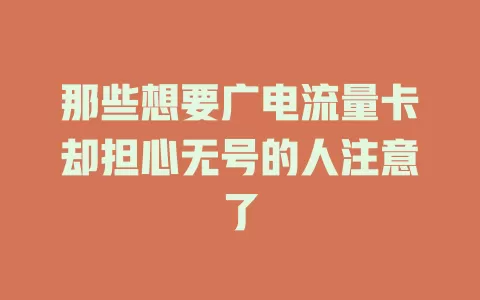 那些想要广电流量卡却担心无号的人注意了