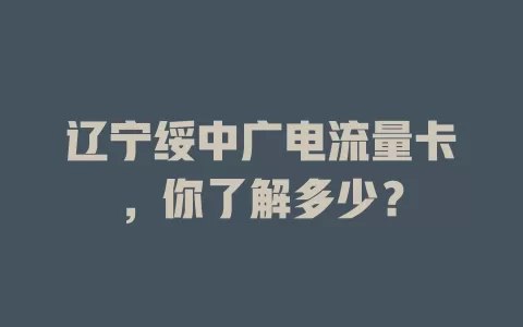 辽宁绥中广电流量卡，你了解多少？