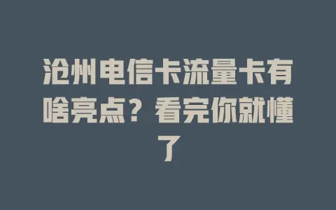 沧州电信卡流量卡有啥亮点？看完你就懂了