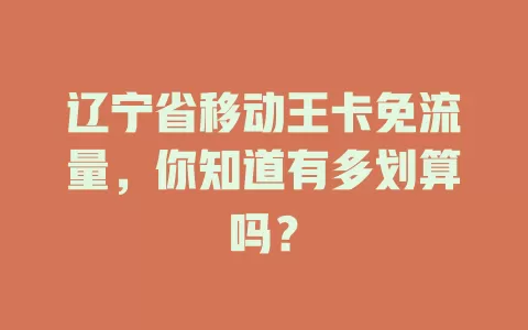 辽宁省移动王卡免流量，你知道有多划算吗？