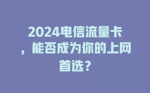 2024电信流量卡，能否成为你的上网首选？