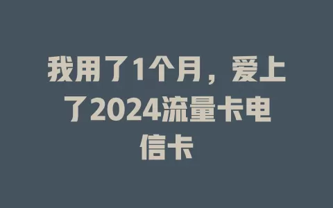 我用了1个月，爱上了2024流量卡电信卡