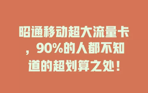 昭通移动超大流量卡，90%的人都不知道的超划算之处！