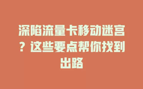 深陷流量卡移动迷宫？这些要点帮你找到出路