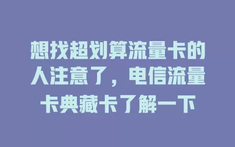 想找超划算流量卡的人注意了，电信流量卡典藏卡了解一下