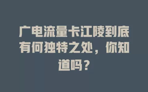 广电流量卡江陵到底有何独特之处，你知道吗？