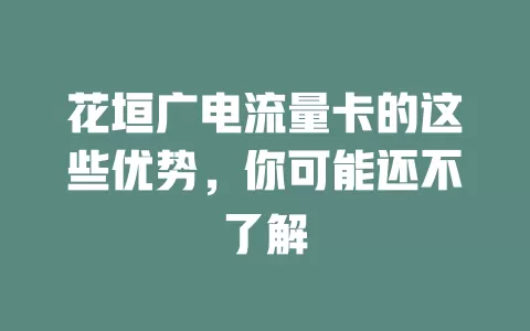 花垣广电流量卡的这些优势，你可能还不了解