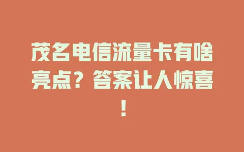 茂名电信流量卡有啥亮点？答案让人惊喜！