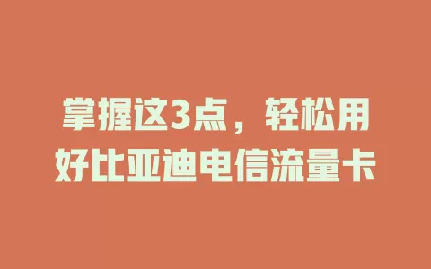 掌握这3点，轻松用好比亚迪电信流量卡