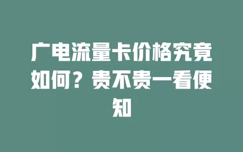 广电流量卡价格究竟如何？贵不贵一看便知