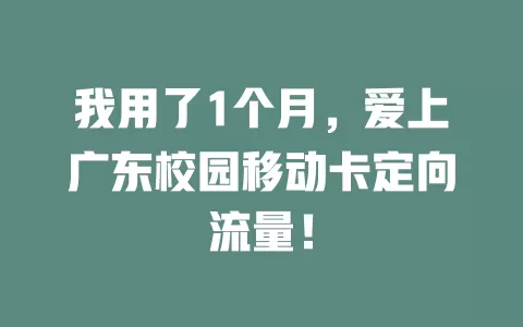我用了1个月，爱上广东校园移动卡定向流量！