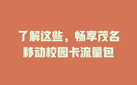 了解这些，畅享茂名移动校园卡流量包