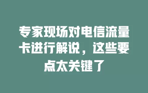 专家现场对电信流量卡进行解说，这些要点太关键了