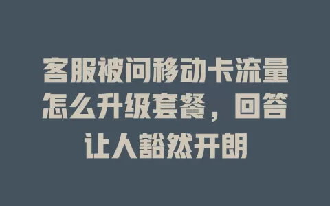 客服被问移动卡流量怎么升级套餐，回答让人豁然开朗