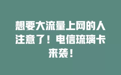 想要大流量上网的人注意了！电信琉璃卡来袭！