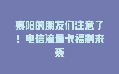 襄阳的朋友们注意了！电信流量卡福利来袭