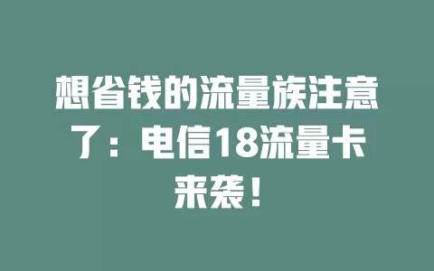 想省钱的流量族注意了：电信18流量卡来袭！