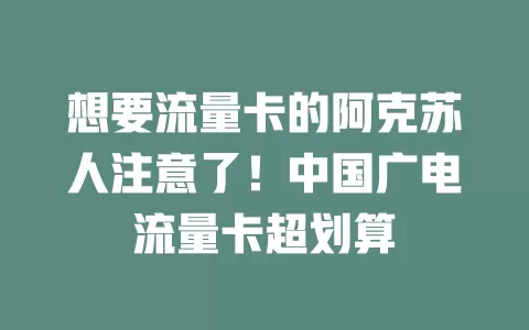 想要流量卡的阿克苏人注意了！中国广电流量卡超划算