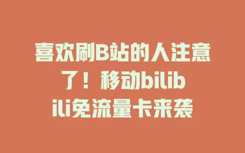喜欢刷B站的人注意了！移动bilibili免流量卡来袭