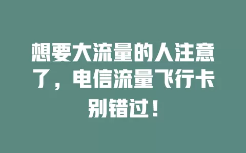 想要大流量的人注意了，电信流量飞行卡别错过！