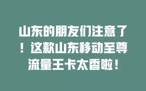山东的朋友们注意了！这款山东移动至尊流量王卡太香啦！