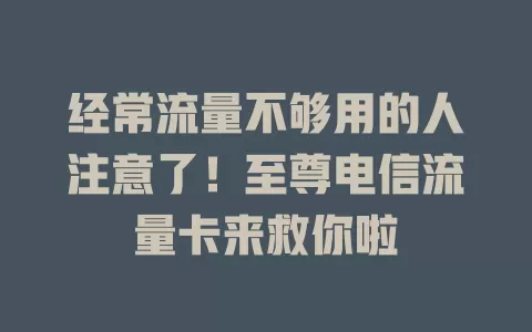 经常流量不够用的人注意了！至尊电信流量卡来救你啦
