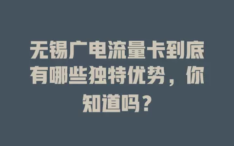 无锡广电流量卡到底有哪些独特优势，你知道吗？