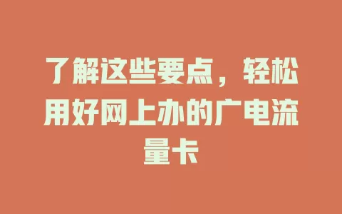 了解这些要点，轻松用好网上办的广电流量卡