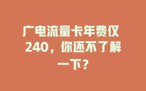 广电流量卡年费仅 240，你还不了解一下？