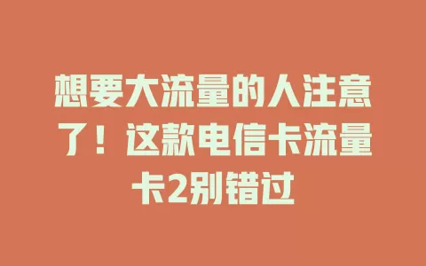 想要大流量的人注意了！这款电信卡流量卡2别错过