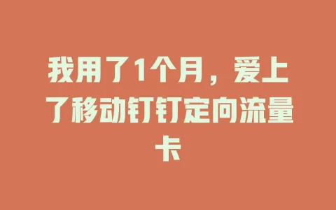 我用了1个月，爱上了移动钉钉定向流量卡