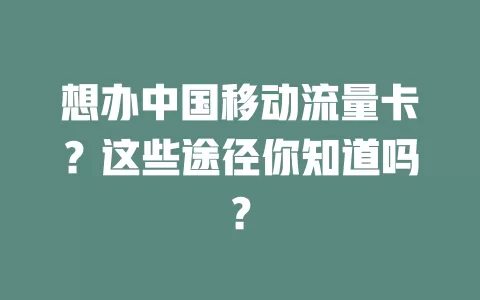 想办中国移动流量卡？这些途径你知道吗？