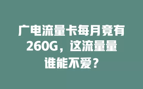 广电流量卡每月竟有260G，这流量量谁能不爱？