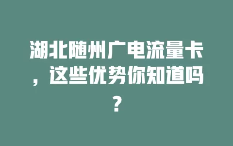 湖北随州广电流量卡，这些优势你知道吗？