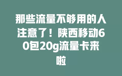 那些流量不够用的人注意了！陕西移动60包20g流量卡来啦
