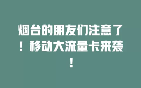 烟台的朋友们注意了！移动大流量卡来袭！