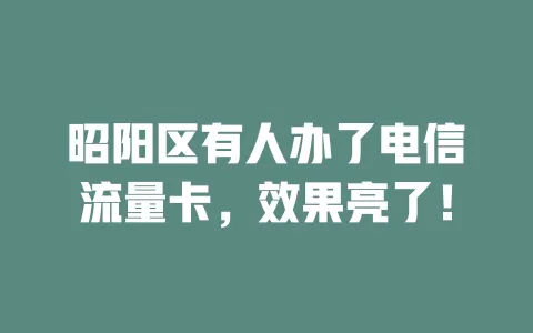 昭阳区有人办了电信流量卡，效果亮了！