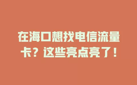 在海口想找电信流量卡？这些亮点亮了！