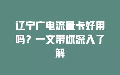 辽宁广电流量卡好用吗？一文带你深入了解