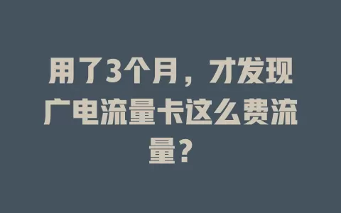 用了3个月，才发现广电流量卡这么费流量？