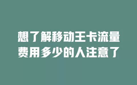 想了解移动王卡流量费用多少的人注意了