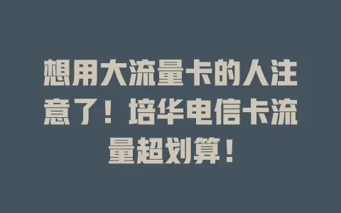 想用大流量卡的人注意了！培华电信卡流量超划算！