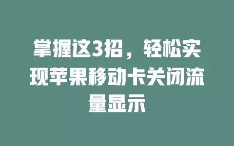 掌握这3招，轻松实现苹果移动卡关闭流量显示