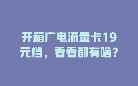 开箱广电流量卡19元档，看看都有啥？