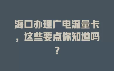 海口办理广电流量卡，这些要点你知道吗？
