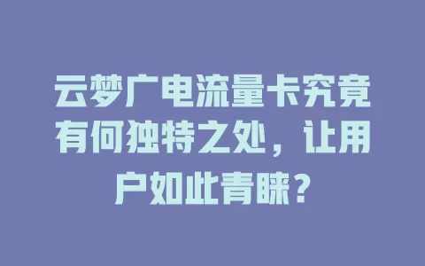 云梦广电流量卡究竟有何独特之处，让用户如此青睐？