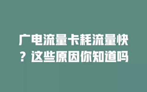 广电流量卡耗流量快？这些原因你知道吗
