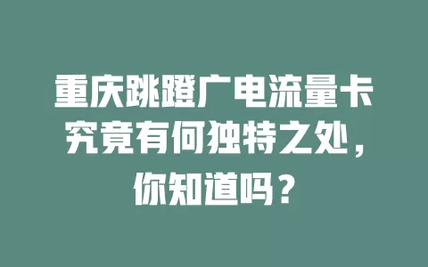 重庆跳蹬广电流量卡究竟有何独特之处，你知道吗？